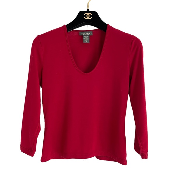 Banana Republic 3/4 Sleeve Deep Scoopneck Top - Picture 6 of 8